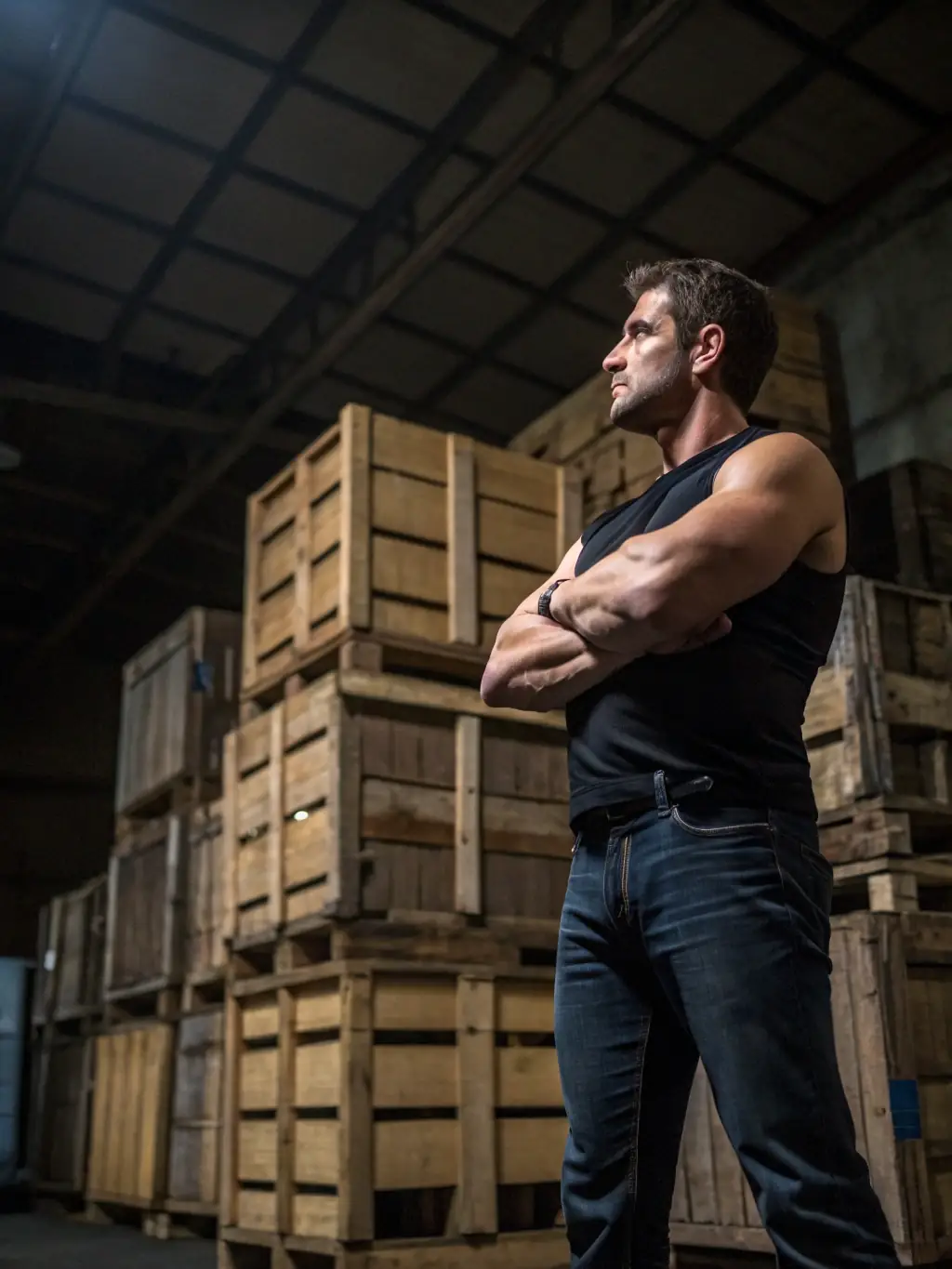 A muscular man posing shirtless, representing the 'Male' category on AdultVisions.